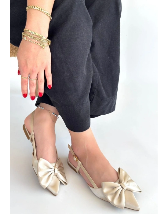 Cenya Bej Saten Babet Ayakkabı