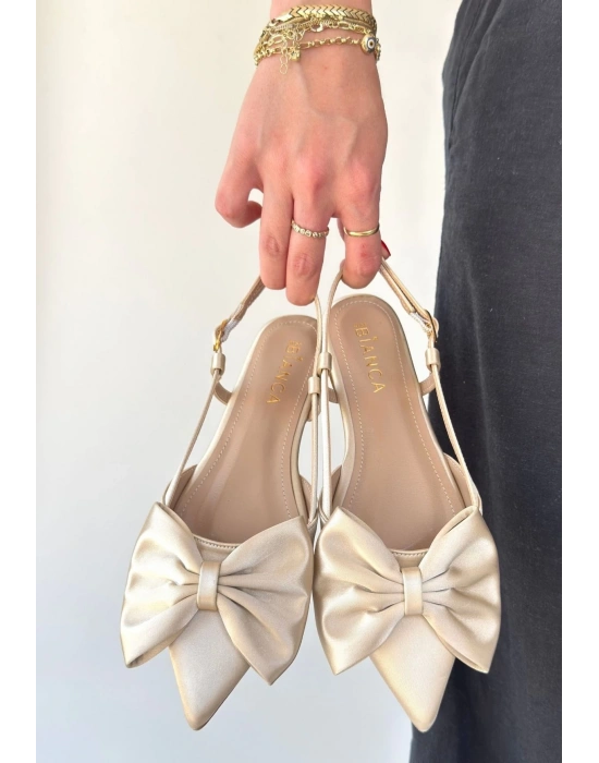 Cenya Bej Saten Babet Ayakkabı