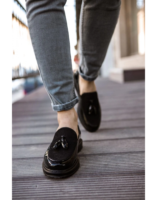Ch002 Rst Loafer Verniciata Erkek Ayakkabı Siyah Erkek Loafer Ayakkabı