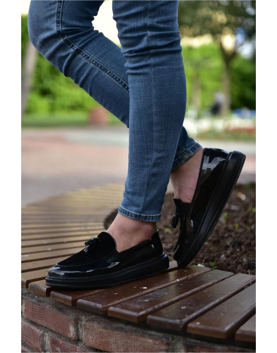 CH002 - RST Loafer Verniciata Erkek Ayakkabı SIYAH