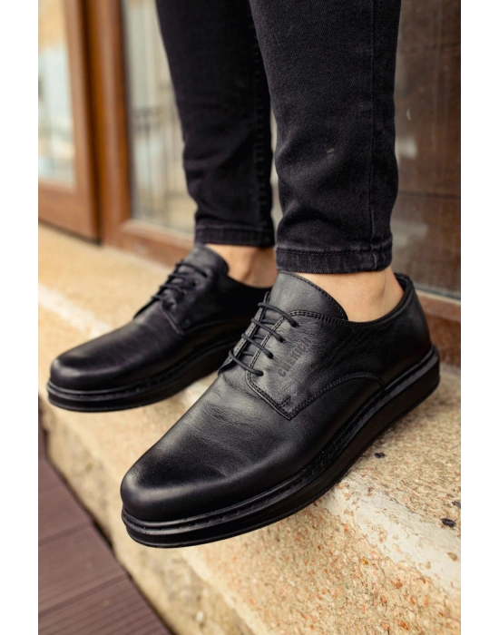 CH003 - DST Classica Pelle Di Cuoio Erkek Ayakkabı SIYAH