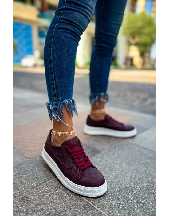 Ch043 Cbt Cowien Kadın Ayakkabi Bordo Kadın Spor Ayakkabı