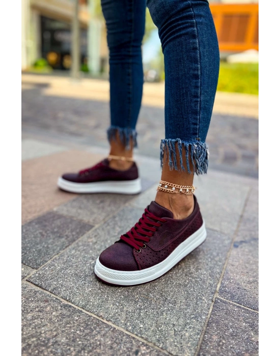 Ch043 Cbt Cowien Kadın Ayakkabi Bordo Kadın Spor Ayakkabı