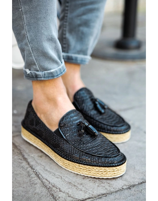 Ch119 Cbt Tassels Erkek Ayakkabı Siyah Erkek Loafer Ayakkabı