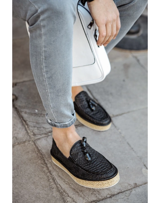 Ch119 Cbt Tassels Erkek Ayakkabı Siyah Erkek Loafer Ayakkabı