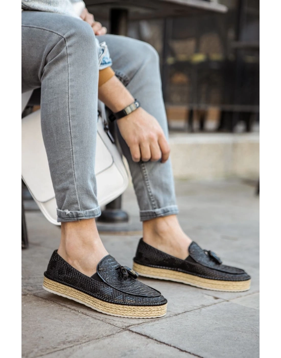 Ch119 Cbt Tassels Erkek Ayakkabı Siyah Erkek Loafer Ayakkabı