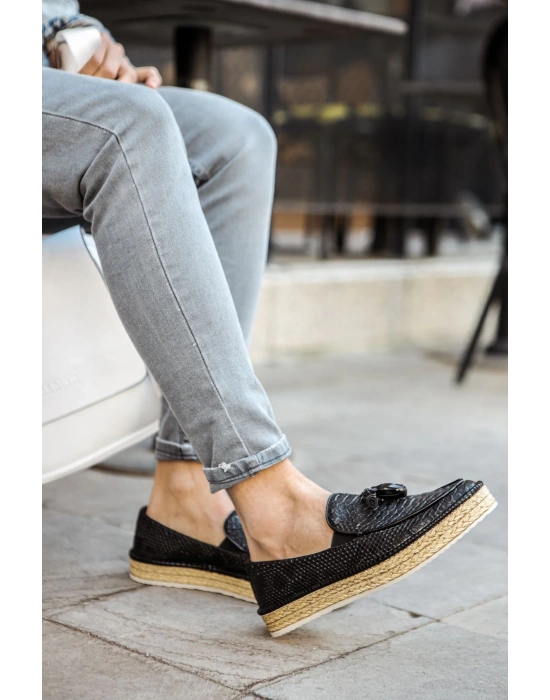 Ch119 Cbt Tassels Erkek Ayakkabı Siyah Erkek Loafer Ayakkabı
