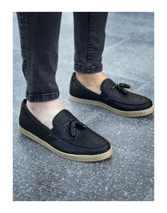 Ch141 Ht Croco Erkek Ayakkabı Siyah Erkek Loafer Ayakkabı