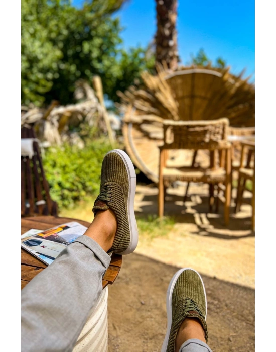 Ch173 Kbt Velluto Erkek Ayakkabı Haki Erkek Günlük Ayakkabı