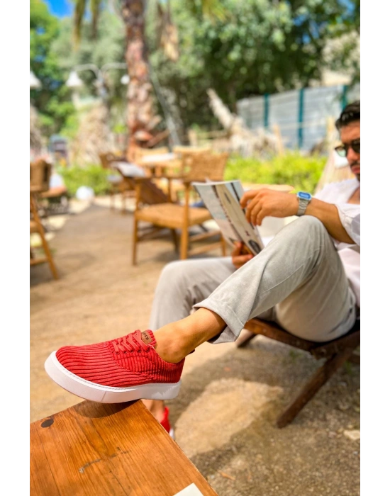 Ch173 Kbt Velluto Erkek Ayakkabı Kirmizi Erkek Günlük Ayakkabı