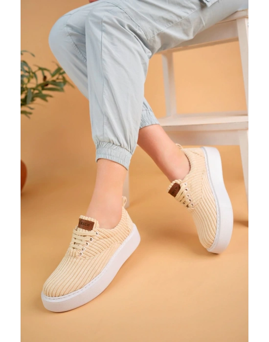 Ch173 Kbt Velluto Kadın Ayakkabı Bej Kadın Spor Ayakkabı