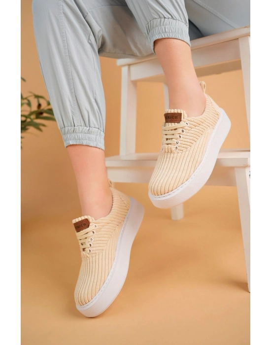 Ch173 Kbt Velluto Kadın Ayakkabı Bej Kadın Spor Ayakkabı