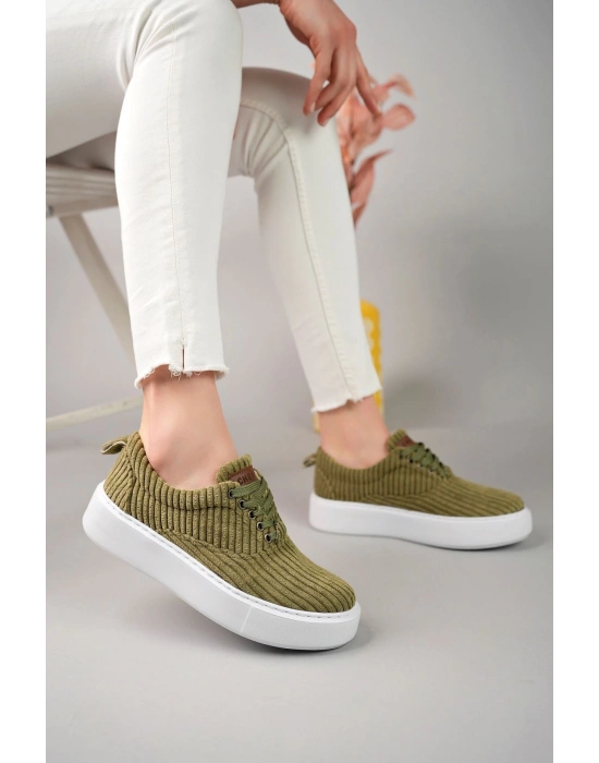 Ch173 Kbt Velluto Kadın Ayakkabı Haki Kadın Spor Ayakkabı