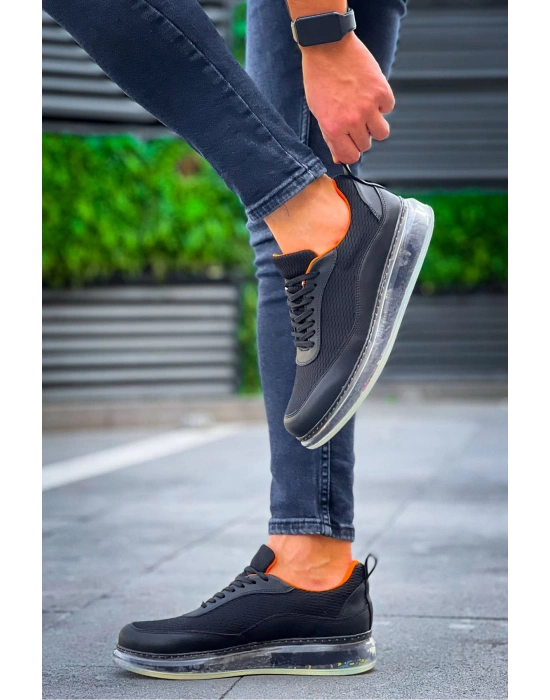 Ch181 Rrt İpekyol Erkek Ayakkabı Siyah - Turuncu Erkek Günlük Ayakkabı