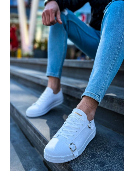 Ch191 Cbt Side Buckle Erkek Ayakkabı Beyaz Erkek Günlük Ayakkabı