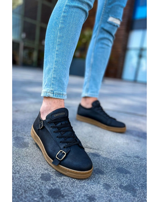 CH191 - CKT Side Buckle Erkek Ayakkabı SIYAH