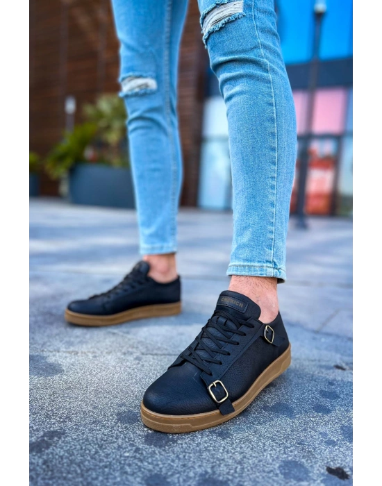 Ch191 Ckt Side Buckle Erkek Ayakkabı Siyah Erkek Günlük Ayakkabı
