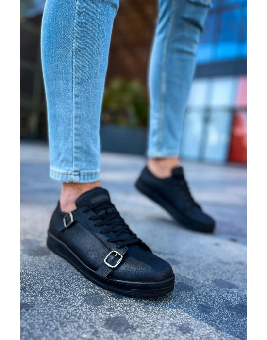Ch191 Cst Side Buckle Erkek Ayakkabı Siyah Erkek Günlük Ayakkabı