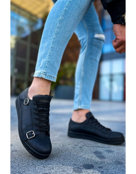 Ch191 Cst Side Buckle Erkek Ayakkabı Siyah Erkek Günlük Ayakkabı