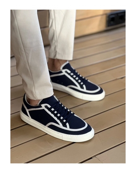 CH2505 - Keten Erkek Ayakkabı Lacivert Beyaz