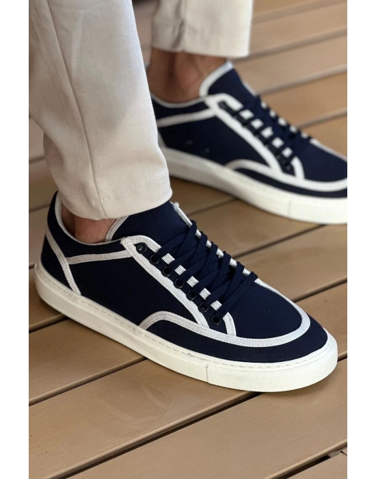 CH2505 - Keten Erkek Ayakkabı Lacivert Beyaz