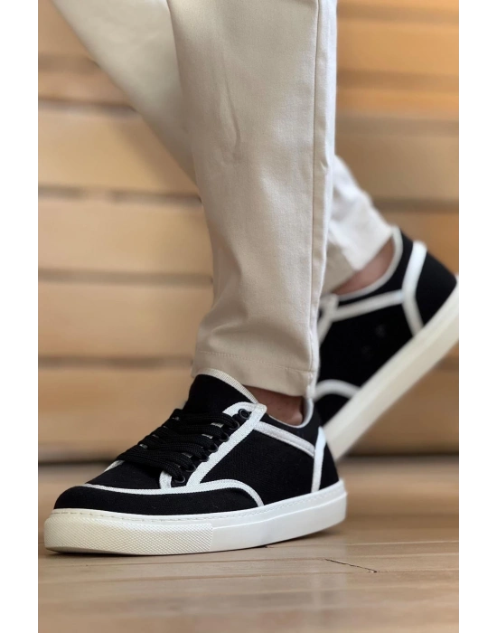 CH2505 - Keten Erkek Ayakkabı SİYAH - BEYAZ