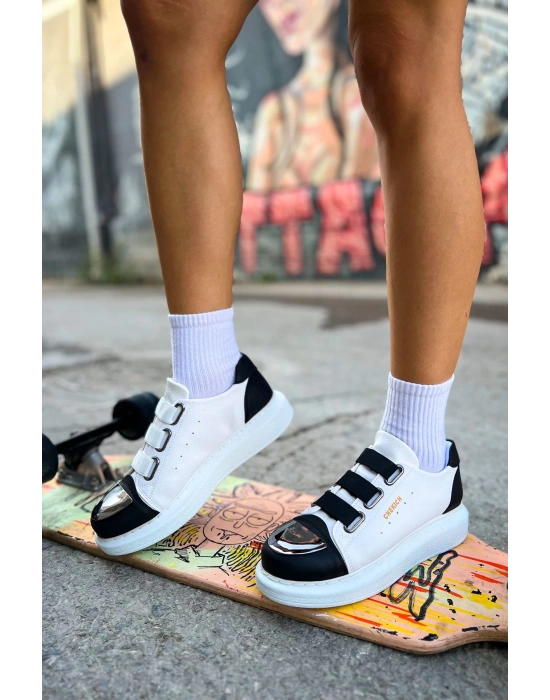 Ch251 Gbt Mirror Furry Kadın Ayakkabı Beyaz/siyah Kadın Spor Ayakkabı