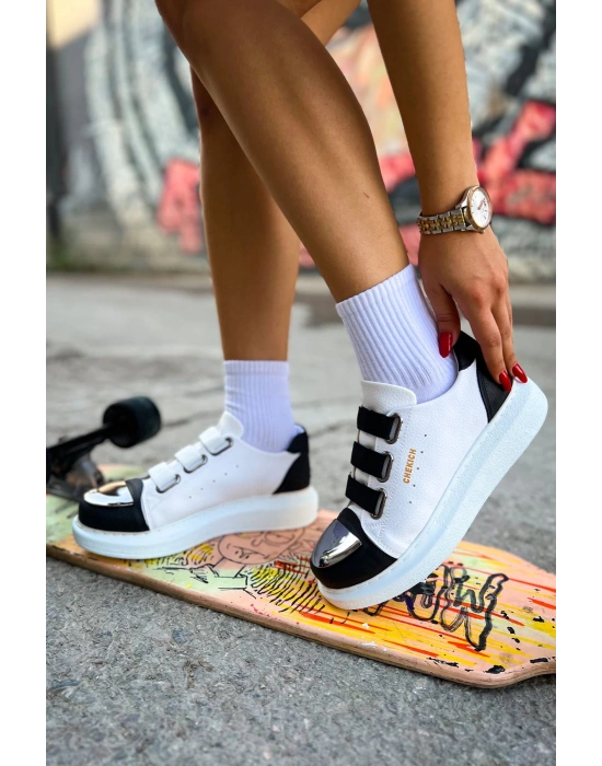 Ch251 Gbt Mirror Furry Kadın Ayakkabı Beyaz/siyah Kadın Spor Ayakkabı