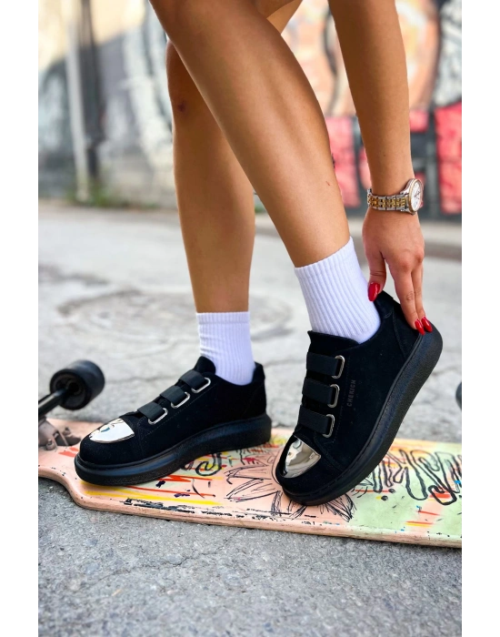 Ch251 Sst Mirror Suede Kadın Ayakkabı Siyah Kadın Spor Ayakkabı