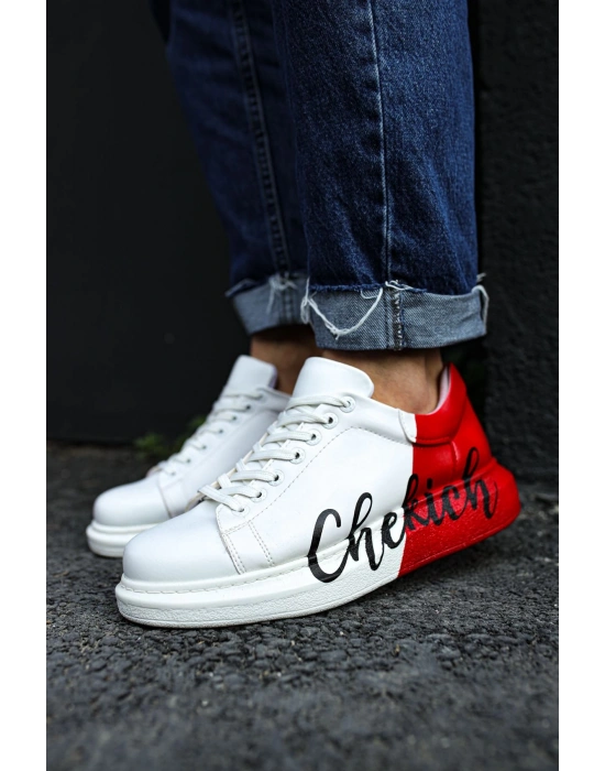 Ch254 Cbt Pittura Erkek Ayakkabı 427 Beyaz Kirmizi Chekich Erkek Spor Ayakkabı