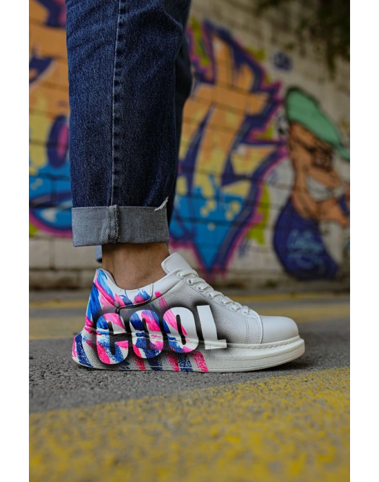 CH254 - CBT Pittura Erkek Ayakkabı 486 PEMBE / MAVI COOL