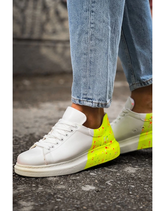 Ch254 Cbt Pittura Erkek Ayakkabı 502 Neon Sari Topuk Splush Erkek Spor Ayakkabı
