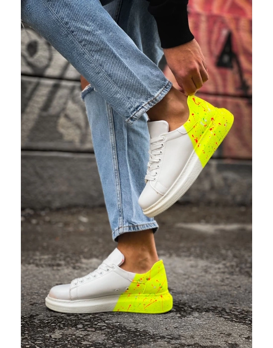 Ch254 Cbt Pittura Erkek Ayakkabı 502 Neon Sari Topuk Splush Erkek Spor Ayakkabı