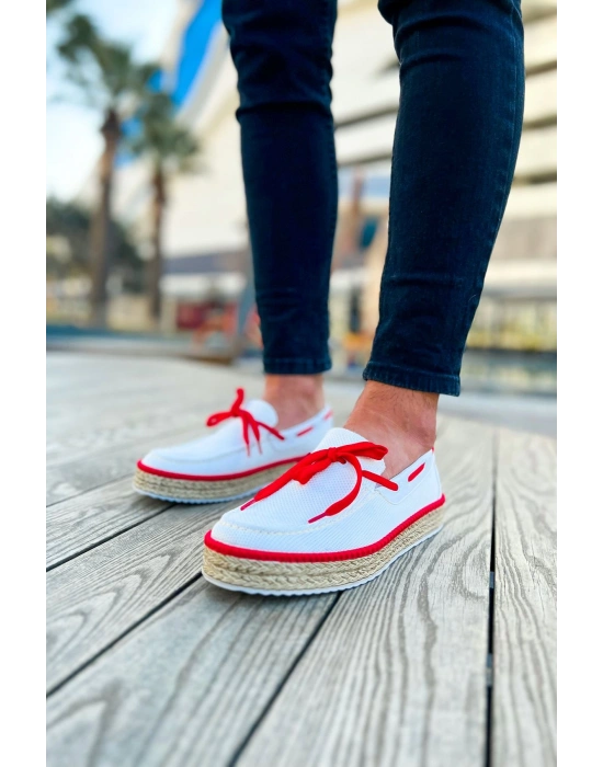 Ch311 Espadril Erkek Ayakkabı Beyaz/kirmizi Erkek Günlük Ayakkabı