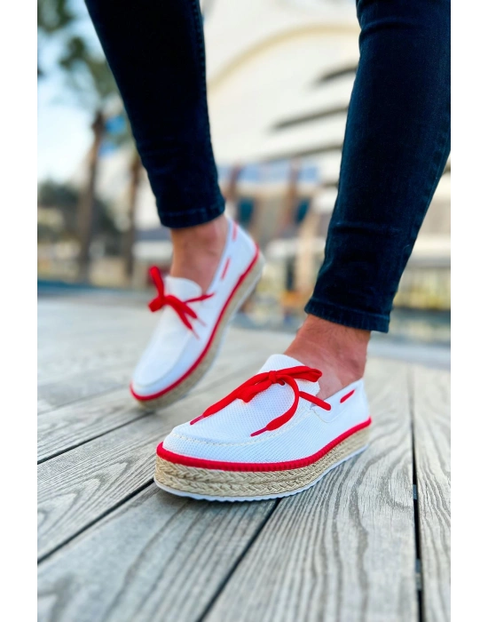 Ch311 Espadril Erkek Ayakkabı Beyaz/kirmizi Erkek Günlük Ayakkabı