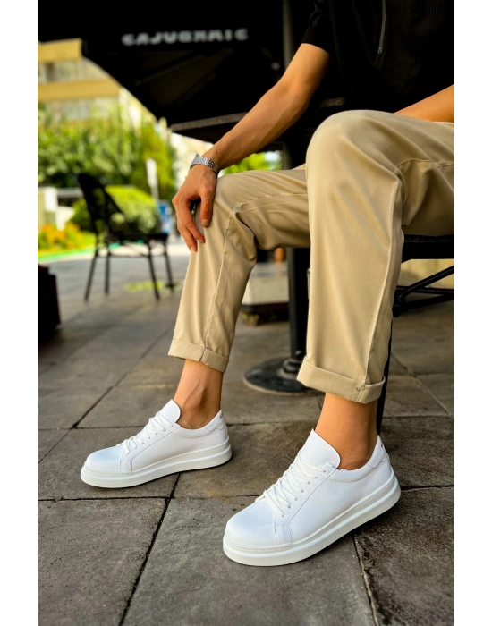 CH979 - Santoni CRT Spor Erkek Ayakkabı BEYAZ