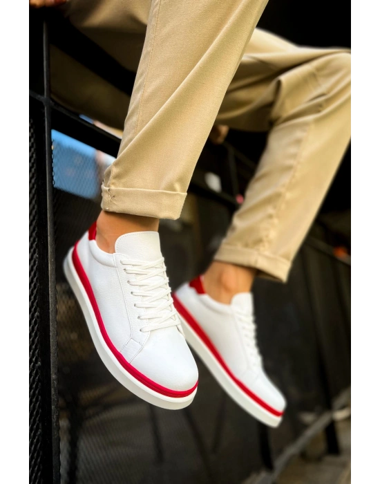 CH979 - Santoni GBT Spor Erkek Ayakkabı BEYAZ/KIRMIZI