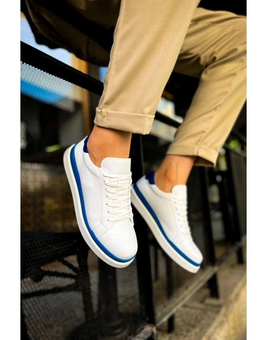 CH979 - Santoni GBT Spor Erkek Ayakkabı BEYAZ/MAVI