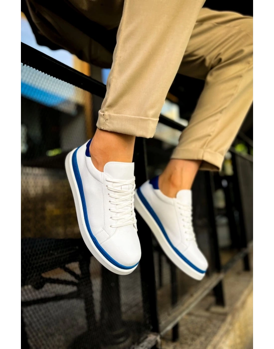 Ch979 Santoni Gbt Spor Erkek Ayakkabı Beyaz/mavi Erkek Spor Ayakkabı