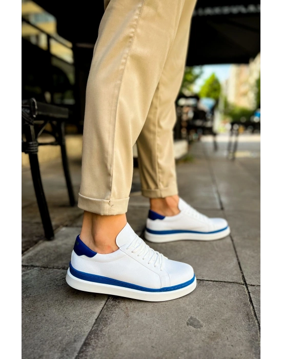 CH979 - Santoni GBT Spor Erkek Ayakkabı BEYAZ/MAVI