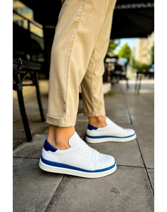 Ch979 Santoni Gbt Spor Erkek Ayakkabı Beyaz/mavi Erkek Spor Ayakkabı