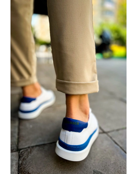 CH979 - Santoni GBT Spor Erkek Ayakkabı BEYAZ/MAVI