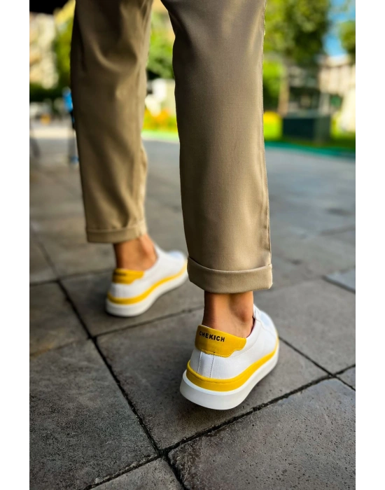 Ch979 Santoni Gbt Spor Erkek Ayakkabı Beyaz/sari Erkek Spor Ayakkabı