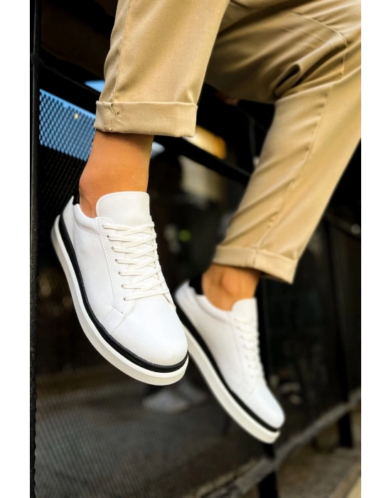Ch979 Santoni Gbt Spor Erkek Ayakkabı Beyaz/siyah Erkek Spor Ayakkabı