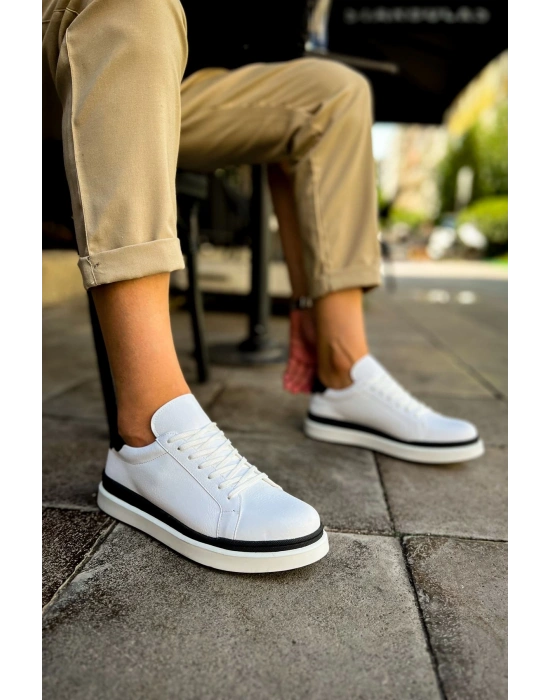 Ch979 Santoni Gbt Spor Erkek Ayakkabı Beyaz/siyah Erkek Spor Ayakkabı
