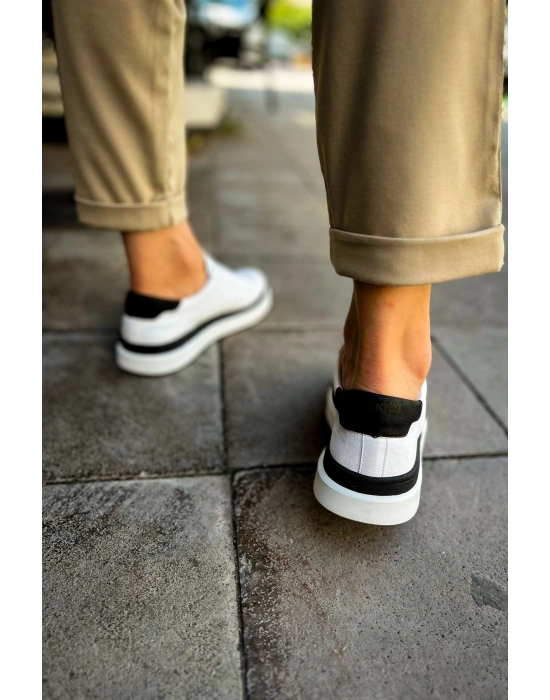 CH979 - Santoni GBT Spor Erkek Ayakkabı BEYAZ/SIYAH