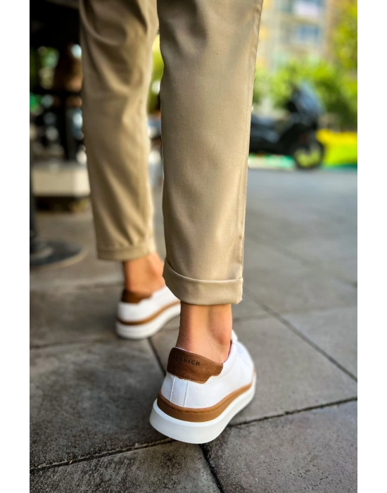 CH979 - Santoni GBT Spor Erkek Ayakkabı BEYAZ/TABA