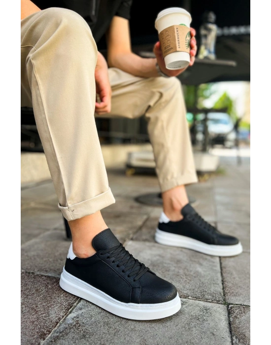CH979 - Santoni GBT Spor Erkek Ayakkabı SIYAH/BEYAZ