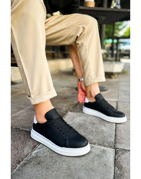 CH979 - Santoni GBT Spor Erkek Ayakkabı SIYAH/BEYAZ