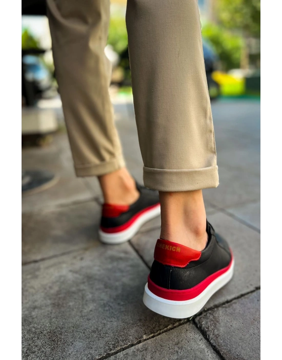 CH979 - Santoni GBT Spor Erkek Ayakkabı SIYAH/KIRMIZI